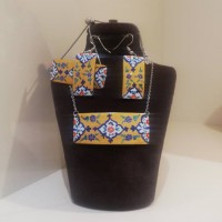 زیورآلات ست میناکاری زرد 4 تکه