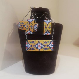 زیورآلات ست میناکاری زرد 4 تکه