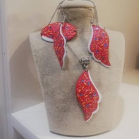 زیورآلات ست میناکاری قرمز 4 تکه