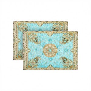 پشتی سنتی ترمه طرح افشار رنگ آبی (یک جفت)..